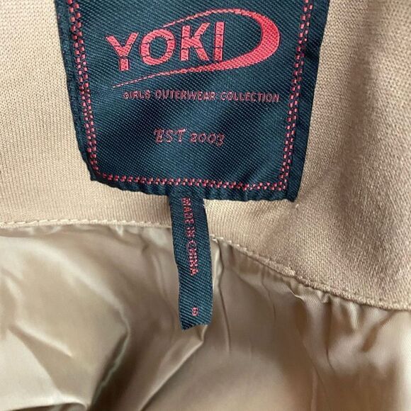 Yoki Tan High Collar Snap/Zipper Drawstring Waist Coat - Picture 5 of 6